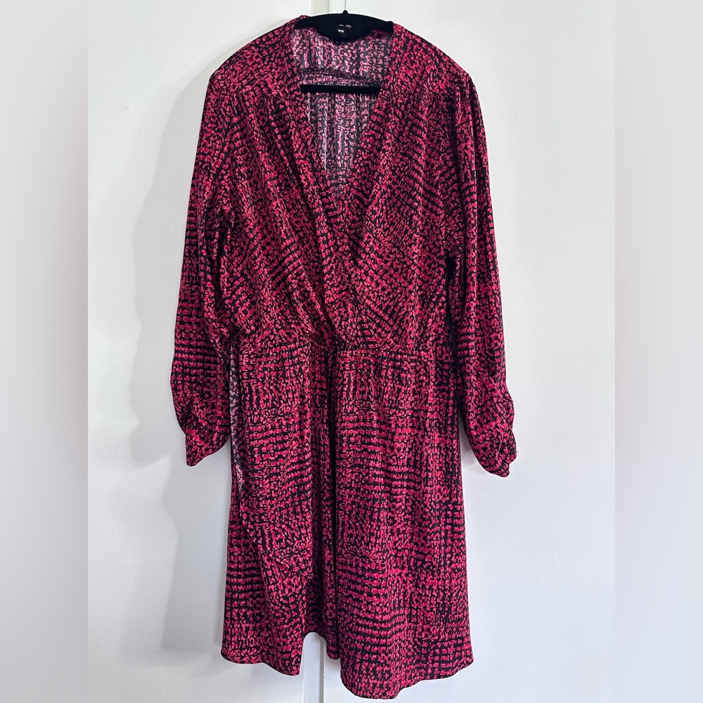 Express Red Long Sleeve Wrap Sundress